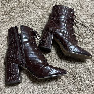 Chocolate brown crocodile boots